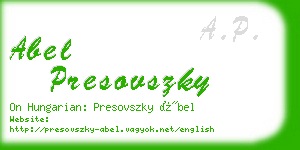 abel presovszky business card
